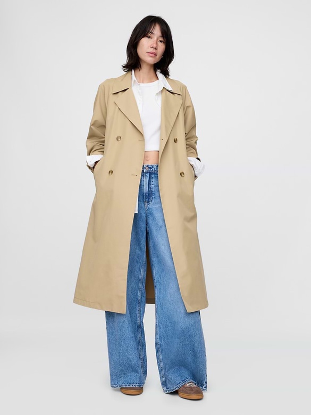 GAP Icon Trench Coat Tan Oversized sz Small